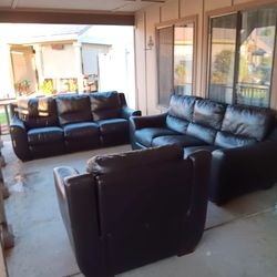 Leqther Sofas and chair
