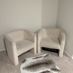 Vernon Upholstered Barrel Accent Chair Faux Shearling Cream