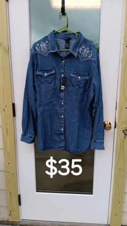Wrangler Denim Western Shirt with Embroidery