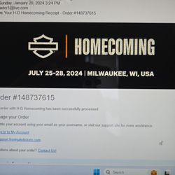 4 Tickets For Harley Davidson GA