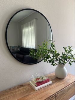 18 inch black round mirror