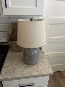 Gray ceramic lamp $15