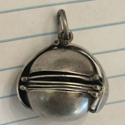 Vintage Sterling Silver Locket Ball sphere globe Pendant for necklace 