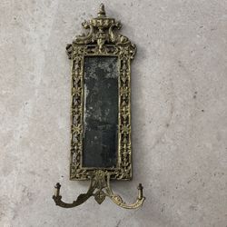 Neoclassical Brass Mirrors with Candlesticks