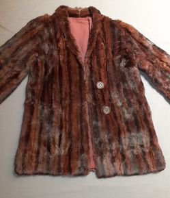 Brown Fur Coat- Knee Length- Uniqe striped/ Plush Texture