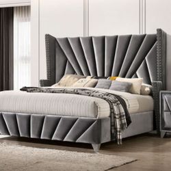 4pc Bedroom Set - Queen Bed , Dresser, Mirror, Nightstand 