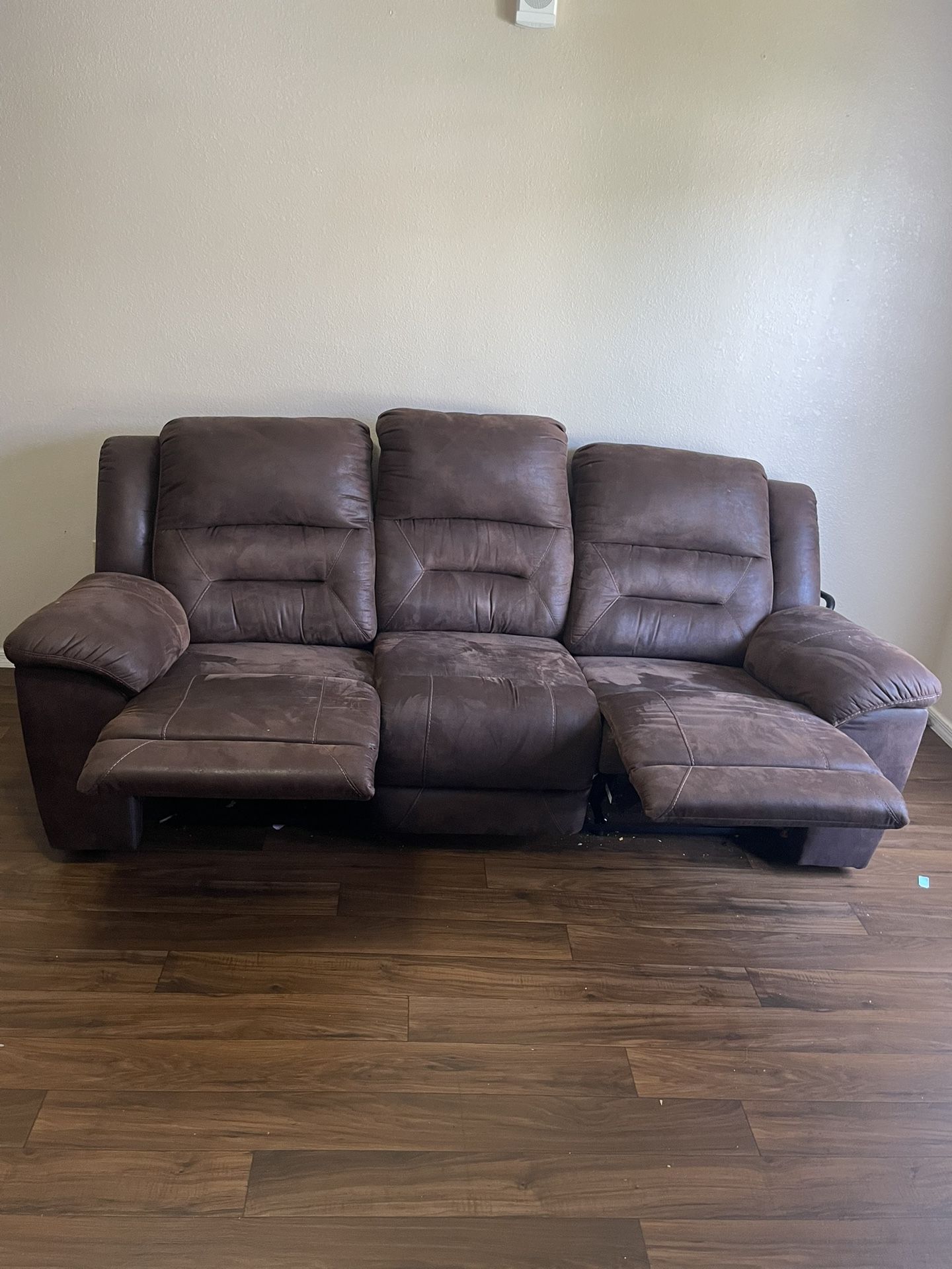 Faux Leathered Brown  Colored  Recliner Sofa
