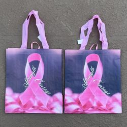 2 Brand new breast cancer pink ribbon reusable bags