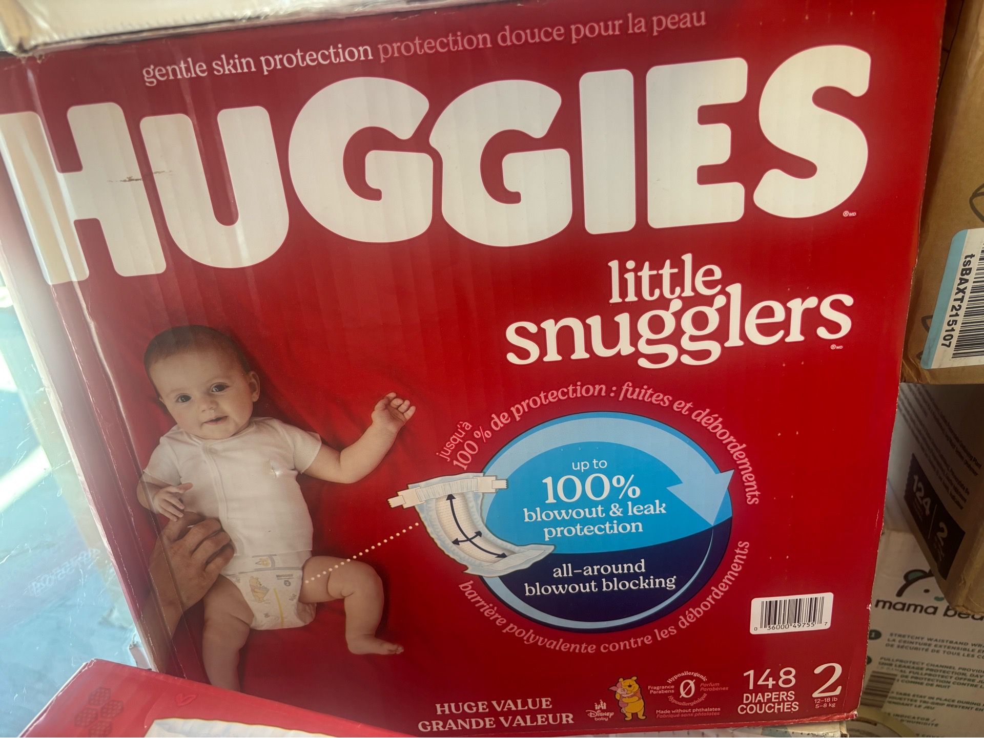 Huggies Diapers size 2- 148 counts.