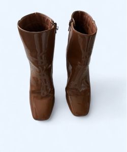 Brown leather boots