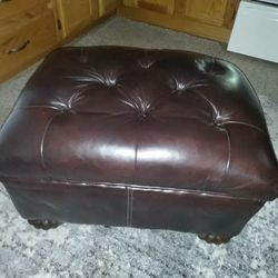 Real soft leather ottoman/footstool! Excellent shape! 