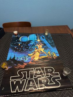 Vintage 1977 Star Wars Poster – Hildebrandt Artwork – 20” x 28”