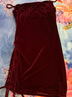 Burgundy Velvet Mini Dress with Side Ruching