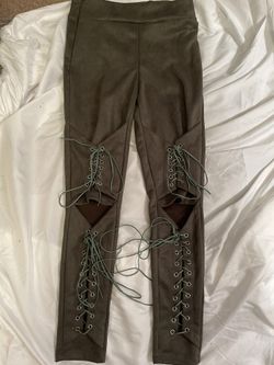 Olive Green Lace Up Pants