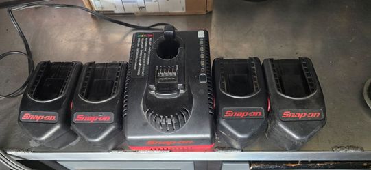 Snap-on charger and batteries