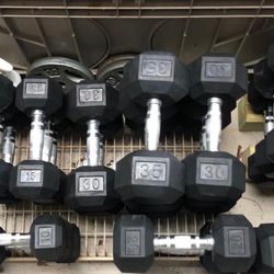 VARIETY OF RUBBER DUMBBELLS :  5s    15s  20s  25s  30s  35s 40s  45s  50s  = ($1.50 LB.)  * * * PLUS I HAVE : 55s=$165 / 60s=$200/ 65s=$220/ 70s=$230