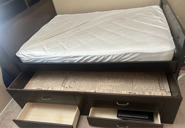 Full bed frame with twin trundle