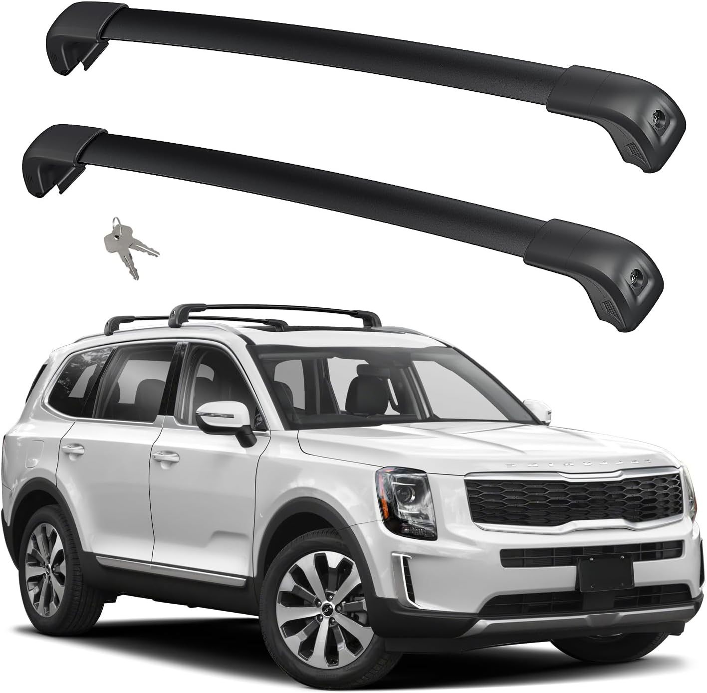 Roof Rack Cross Bars for 2019-2024 KIA Telluride LX/EX/S/SX/SX-Prestige with Lock, Aluminum Cross Bar for Rooftop Cargo Carrier Luggage Kayak Canoe Bi