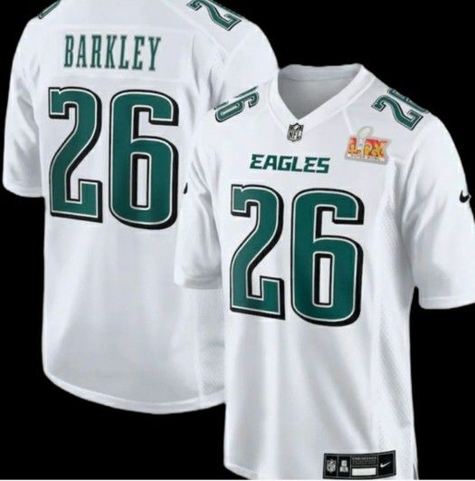 Saquon Barkley Tundra white Philadelphia Eagles Super Bowl LIX Game Jersey LG