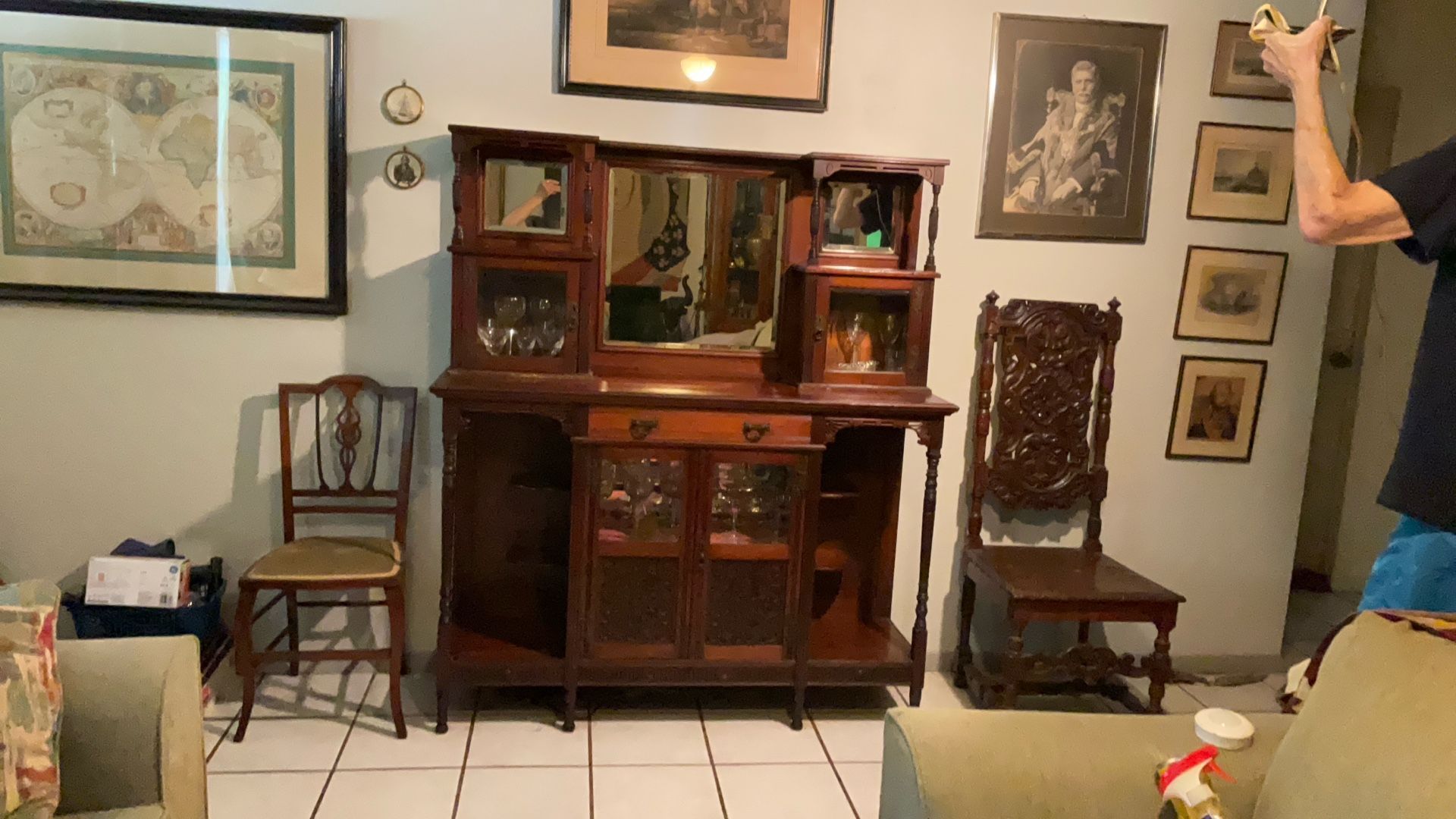 Antique English Crystal Or China Cabinet With Crystal Sets Included