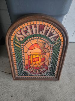 Schlitz Beer Stained Glass Light-Up Bar Sign