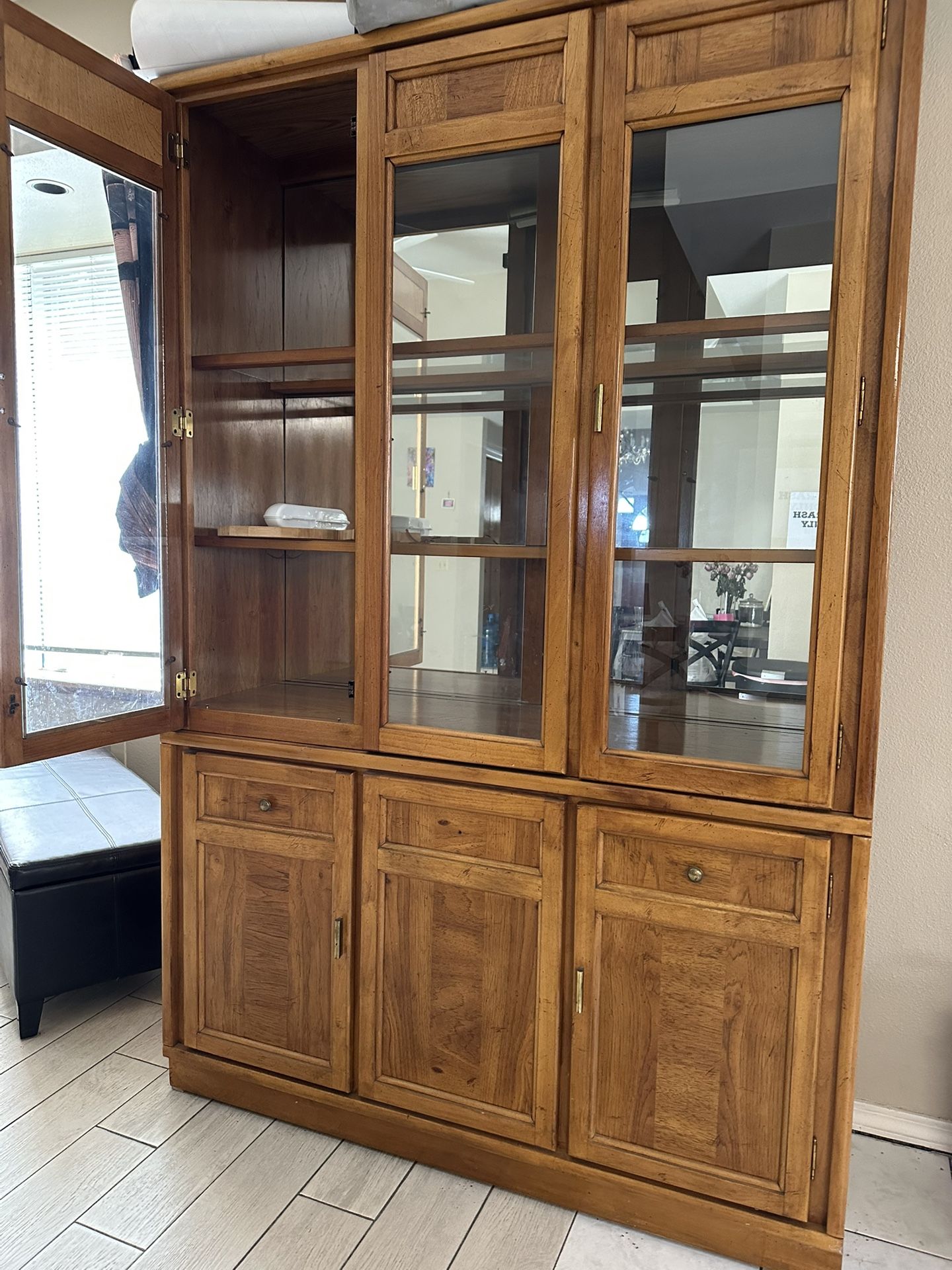 Sturdy Wooden China cabinet Inside Lighting