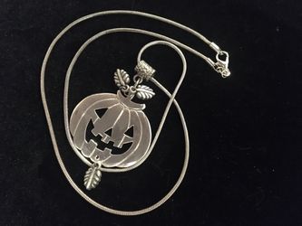 925 large jack o lantern necklace