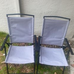  Pair Of Beach Camping Folding Chairs With Storage 