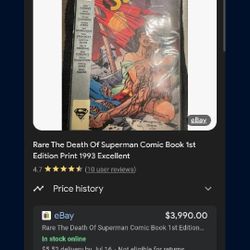 Rare Death Of Superman Comic