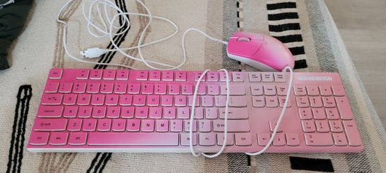Pink Keyboard and Mouse