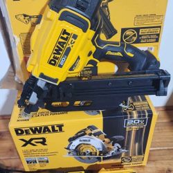 Dewalt 20V 'Max XR' 7 1/4" circular saw, 30° framing nailer, batteries, charger