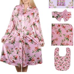 Mommy and Me Robe and Swaddle Set – Luxurious and Ultra-Soft Maternity Robe with Matching Swaddle Set