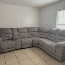 Grey Material Sectional 