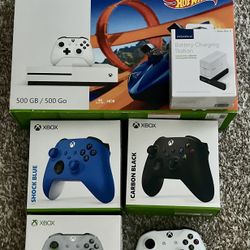 Xbox One S w/ 4 Controllers, 13 Games and Charging Station