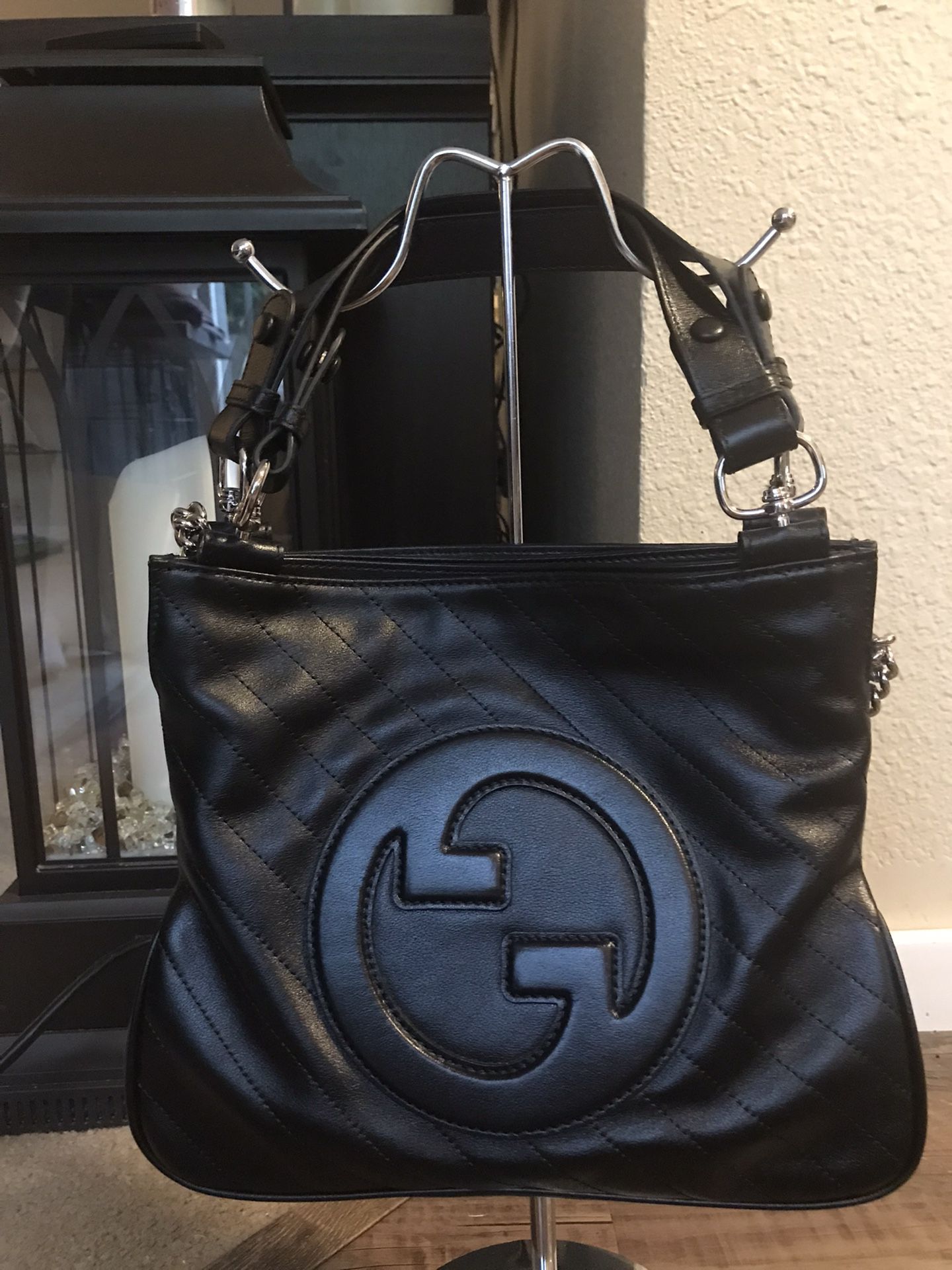 GUCCI BLONDIE SMALL TOTE BAG Black Leather