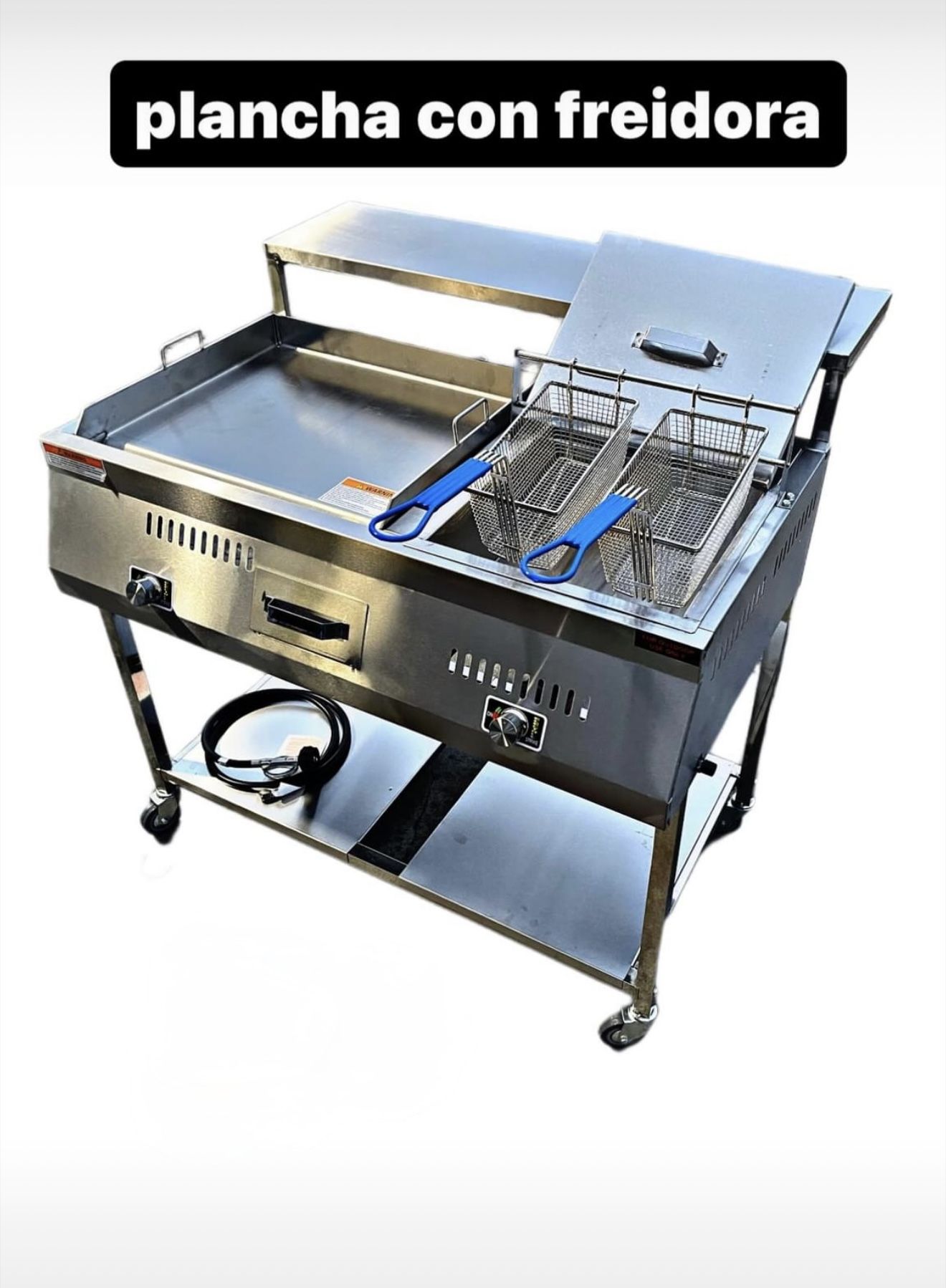 New Taco Cart With Deep Fryer And Hose. Nuevo Carro De Accero Con Freidora