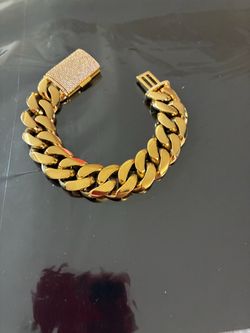 New 18mm 7.5inch 18K gold plated Gold Cuban Link Chain Bracelet