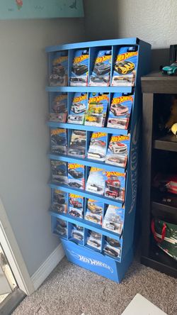 Hot Wheels Display Rack with Die-Cast Cars