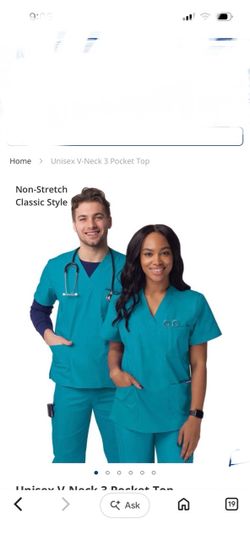Unisex V-Neck 3 Pocket Scrub set  size xl