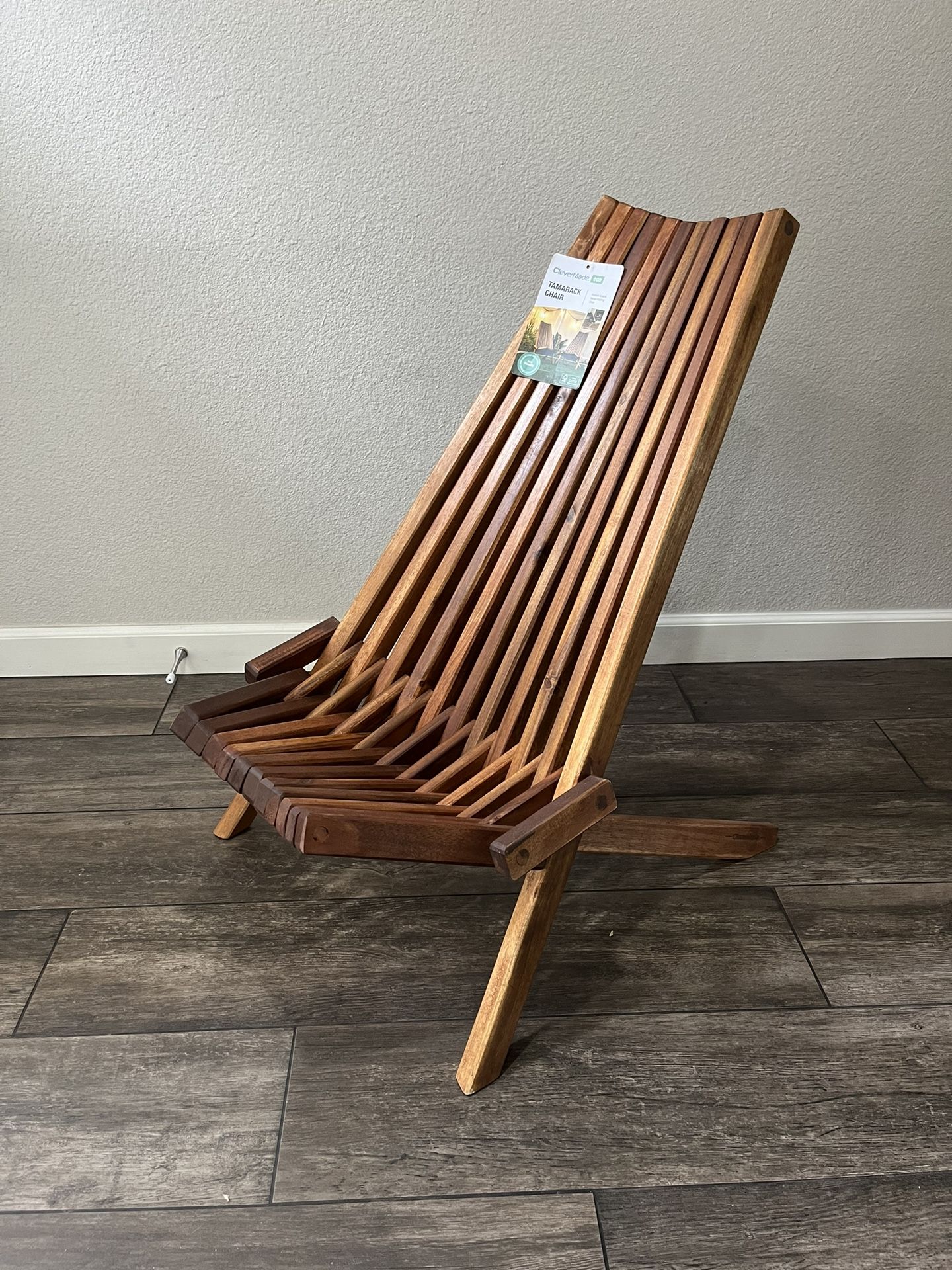 Outdoor Wood Chair CleverMade Tamarack Folding Wooden Acacia Wood