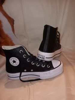 CONVERSE Chuck Taylor All Star Lift Platform Leather High-Top Shoes Size 6