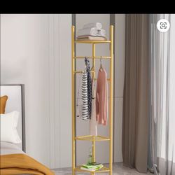 New solid metal corner shelving unit with clothes rack