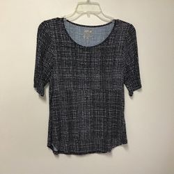 Women’s APT.9 Modern essentials Rayon/spandex black & white elbow sleeve stretch top… Size-PM