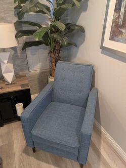Modern Blue fabric push back recliner