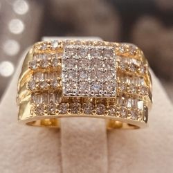 10K Yellow Gold Mens Diamond Ring