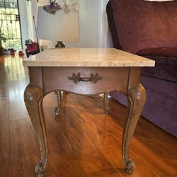 Pair of Vintage Marble-Top Side Tables