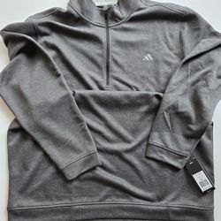  Adidas Men's Elevated 1/4 Zip Pullover Sweatshirt Size 2XL Black Coal