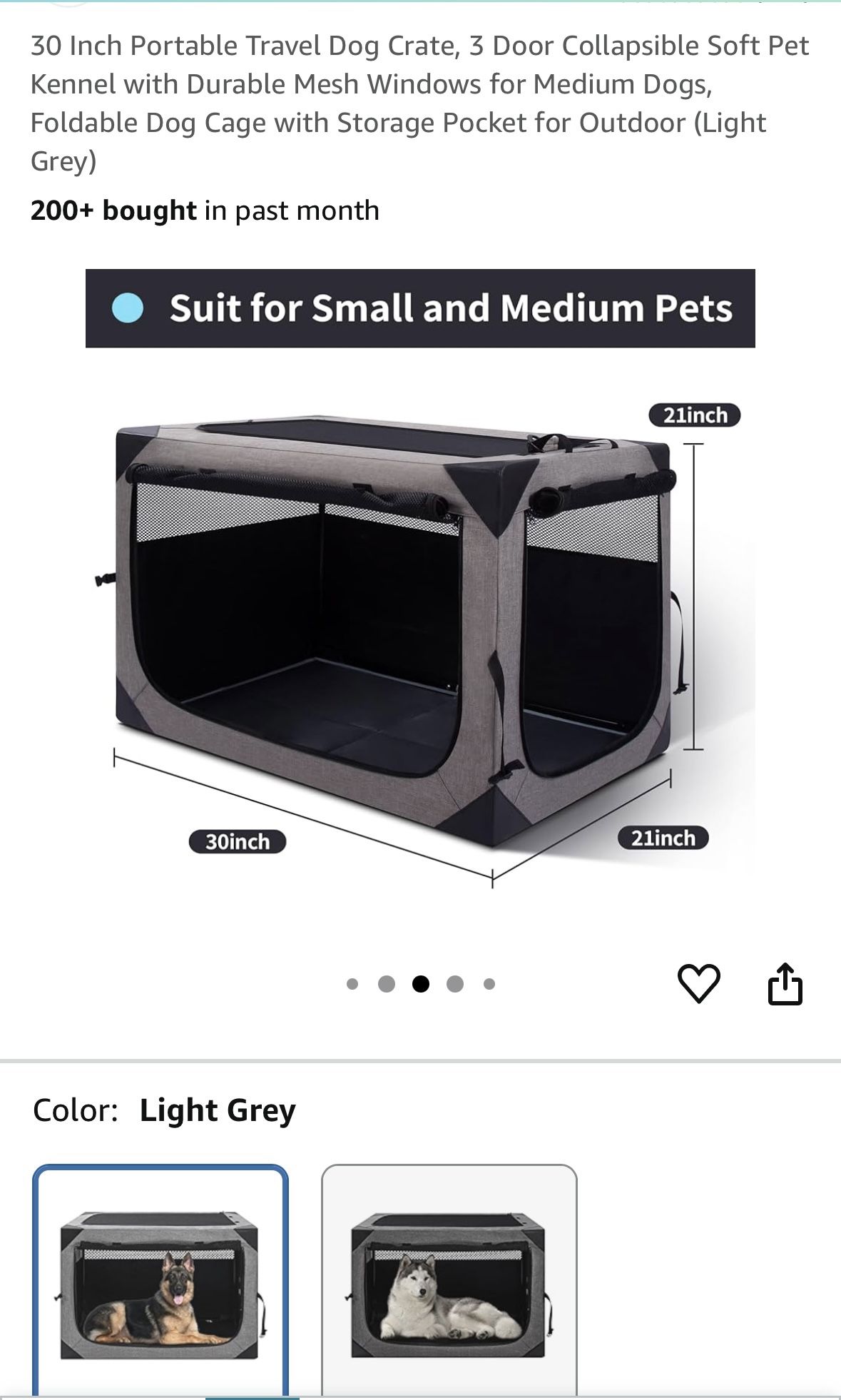 Brand New - 30 Inch soft shell travel crate/kennel