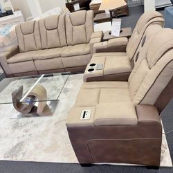 2PC Luxury Power recliner sofa and loveseat 