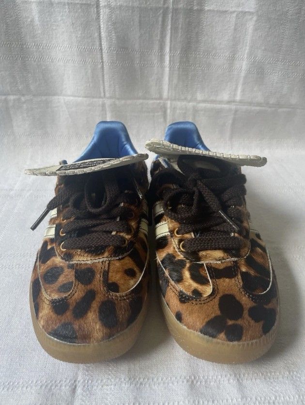 Adidas x Wales Bonner Samba Pony Hair Leopard Print Sneakers